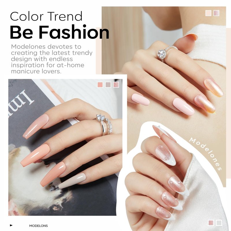 modelones Gel Nail Polish Set, 6 Colors Neutral Nude Gel Polish Skin Tone Cashmere Pink Glitter Nail Polish Bubble Bath Collection Starter Kit Soak Off All Season Soapnails Manicure DIY Salon Gift