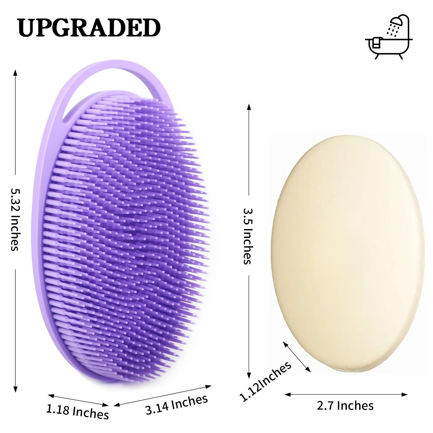 2 Pack Silicone Body Scrubber for Shower, Soft & Gentle Loofah Alternative for Sensitive Skin, Quick-Drying & Hygienic Body Wash Scrubber Brush for Women, Men & Kids (Purple & Pink)