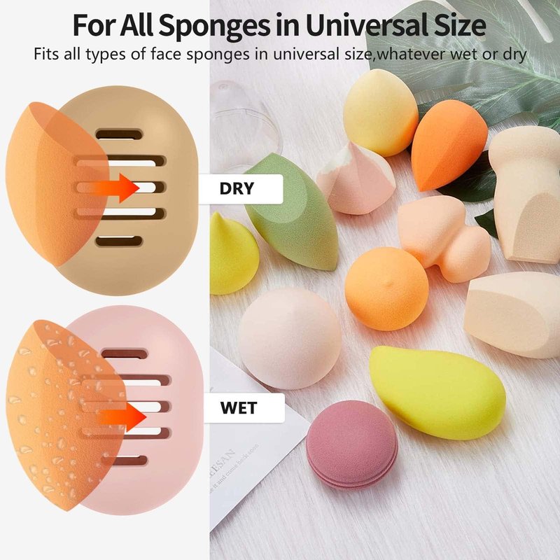 Fauxomor 2 Pcs Makeup Sponge Holder,Double-Sided Breathable Silicone Beauty Make Up Blender Case for Travel or Daily,Shatterproof Make-up Travel Case Quick Drying Easy to Carry,Grey+Pink