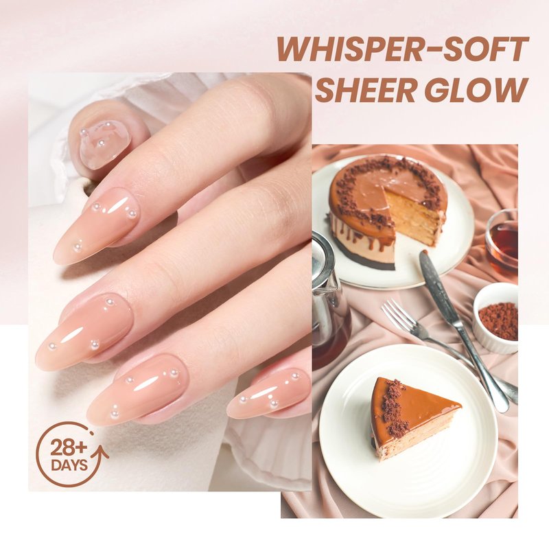 Beetles Jelly Nude Gel Nail Polish – 15ml Sheer Translucent Neutral Brown Gel Polish Buildable Soak Off UV LED Nail Art Salon DIY Summer Manicure Gift for Women