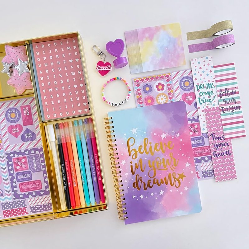 Nollh DIY Journal Kit for Girls - 200+ PCS Trendy Scrapbook Supplies | Perfect Gift for Ages 8-14