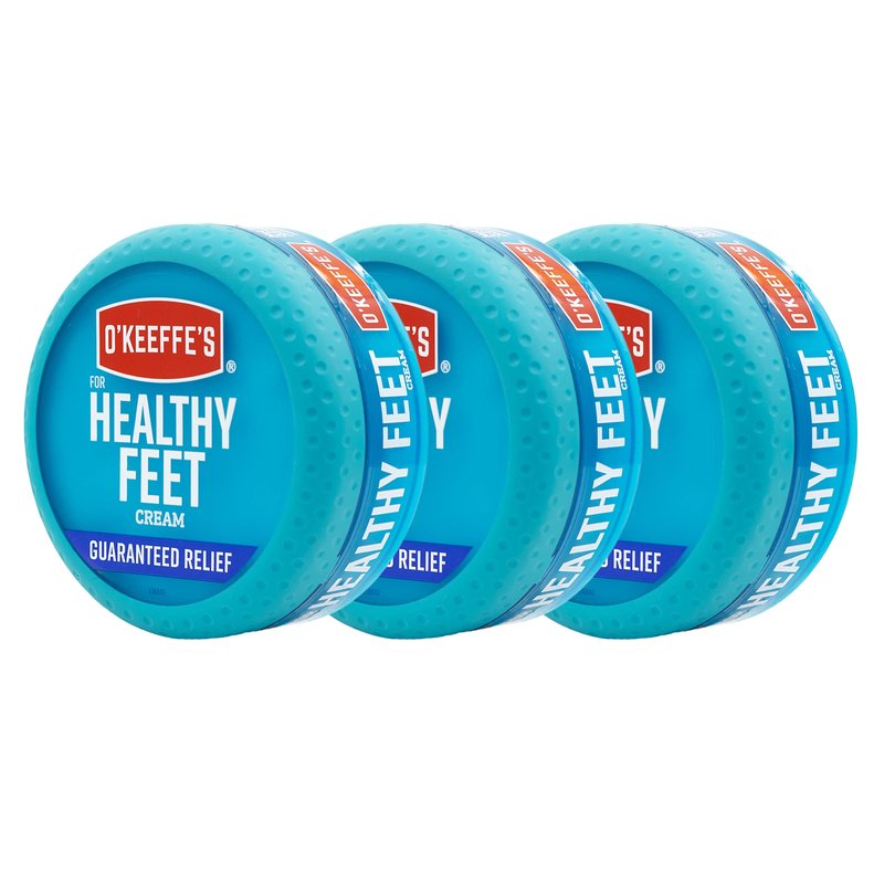 O'Keeffe's for Healthy Feet Foot Cream; Guaranteed Relief for Extremely Dry; Cracked Feet; Instantly Boosts Moisture Levels; 3.2 Ounce Jar; (Pack of 3)