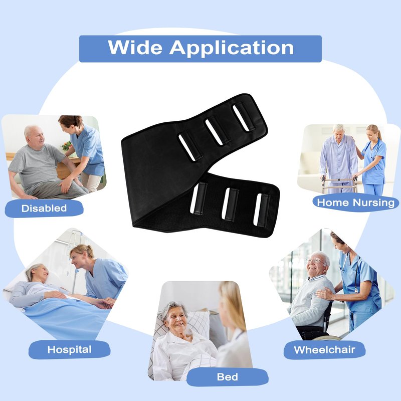 Leetye Mei Transfer Belt Transfer Sling - Padded Gait Belt - Heavy Duty Patient Lift, Mobility Standing and Lifting Aid for Disabled, Elderly, Injured - Safely Move from Bed and Wheelchair(Black)
