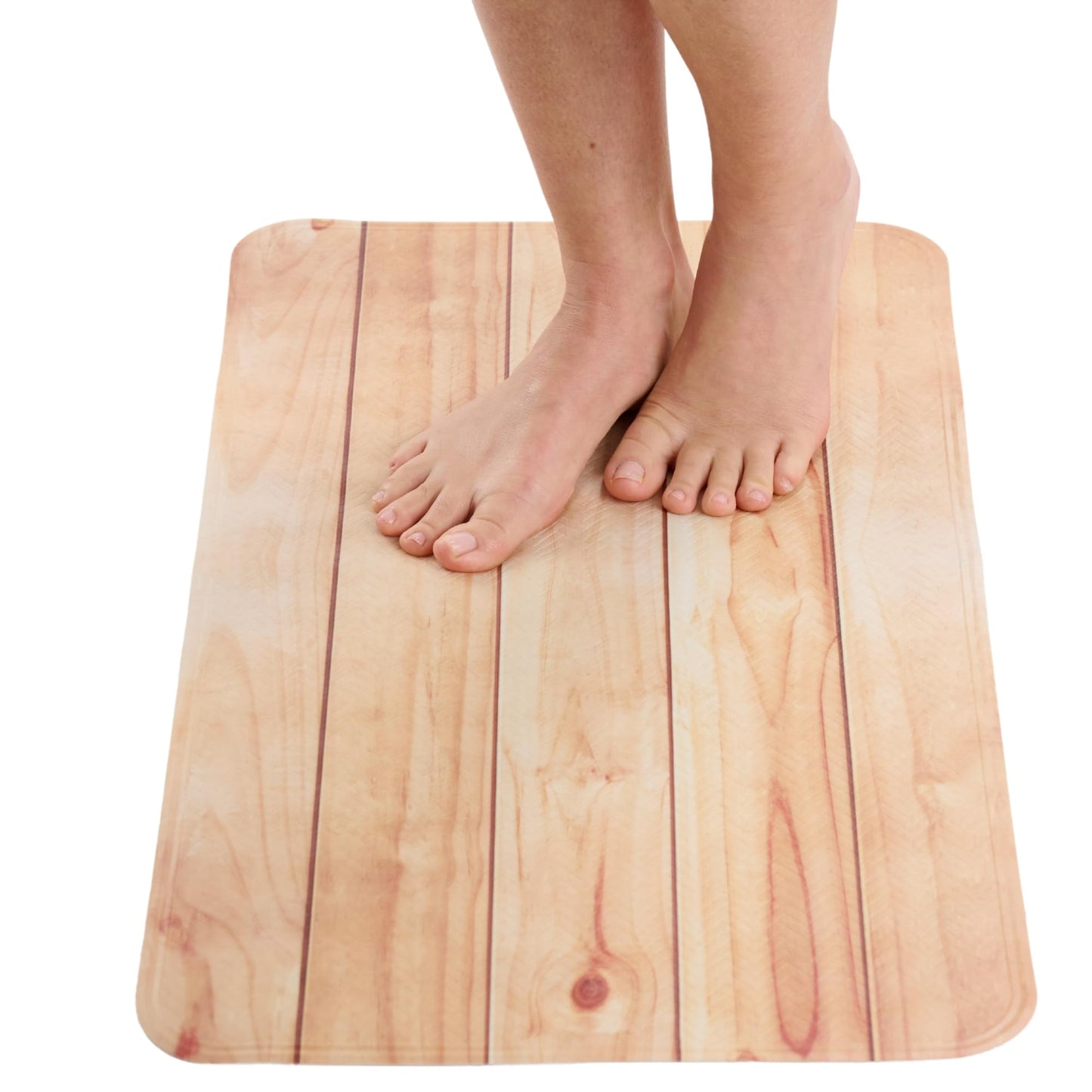 ENKOSI Bath Mat for Tub and Shower Floors - Non Slip Shower Mat – Anti Slip Bathtub Mat with Strong Suction Cup Grip – Soft, Wood Design Bathroom Mat for Inside Bath and Showers (28x16 Wood Teak)