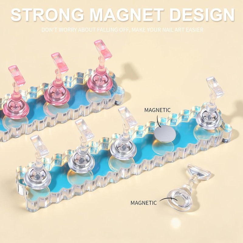 Fandamei Nail Stand - 2 Set Magnetic Acrylic Nail Holders for Easy Nail Art Practice | Ideal for Press-On Nails