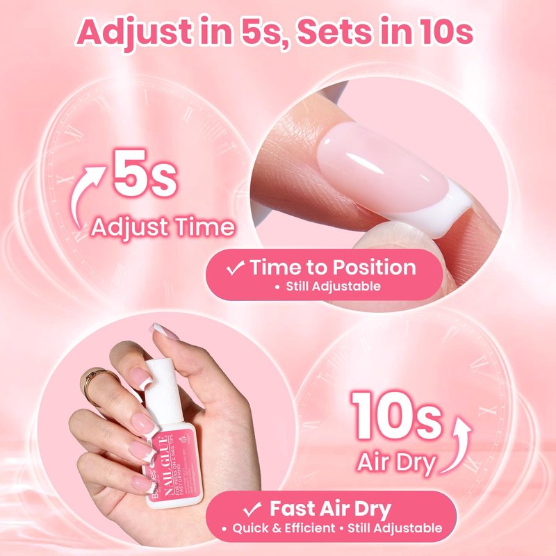 Beetles 10ML Super Strong Nail Glue for Press Ons, Nail Tips, Acrylic Nails No Uv Light Needed Nail Bond Brush in Nail Glue for Press On Nails Fake Nails Long Lasting for Beginners DIY Home