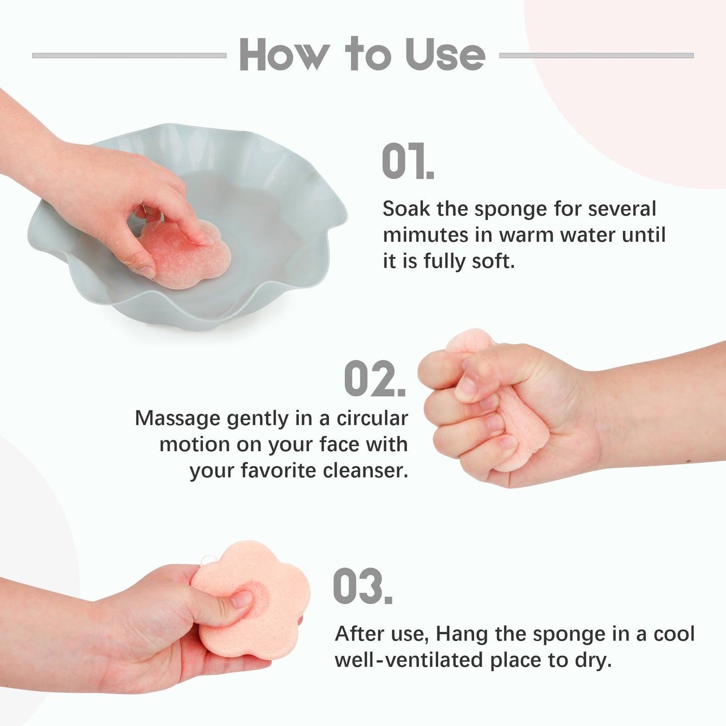 Konjac Facial Sponges Scrubbers Set for Cleansing Exfoliating Washing Face Body, Organic Natural Face Sponge Puffs for Exfoliator Skincare Makeup Removal, Safe for Women Men Sensitive Oily Dry Skin