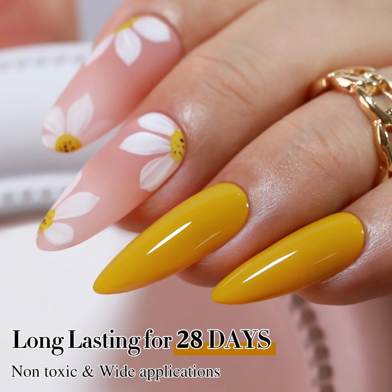 Double Rhythm 15ML Gel Polish Pure Sheer Same Color Same Bottle Soak Off Gel Polish Nail Art Manicure Salon DIY at Home for Women (Yellow-A1397)