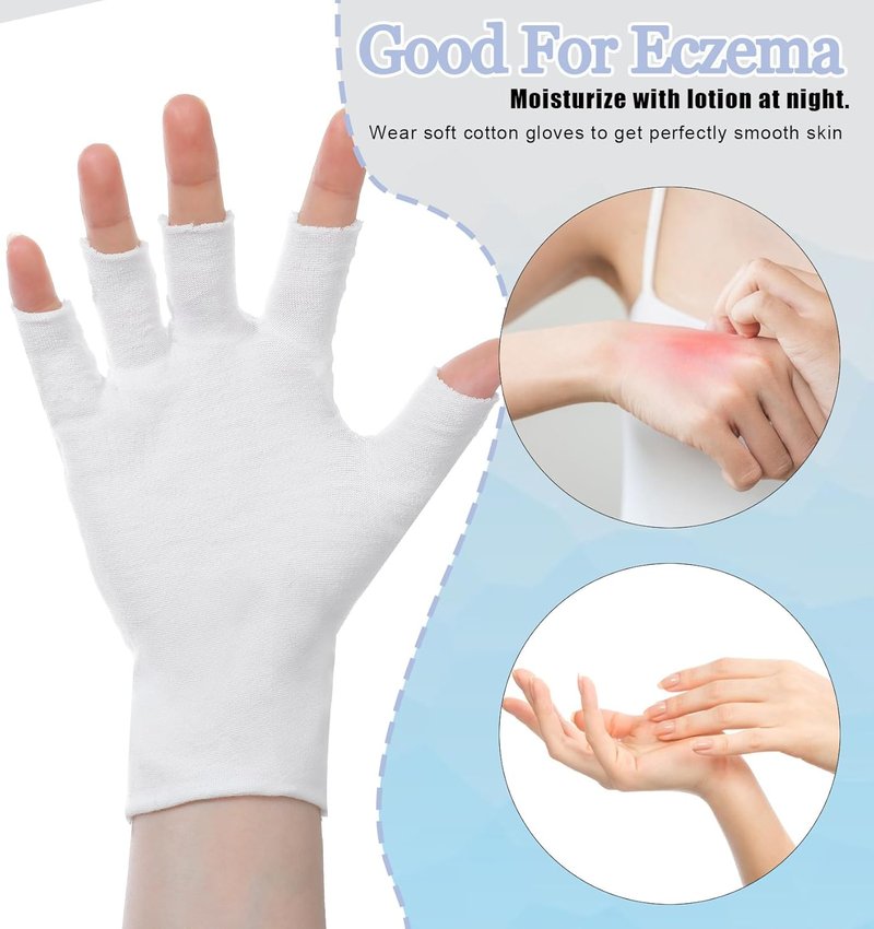 Regine Switzerland Eczema Gloves - Fingerless Cotton for Dry Hands & Overnight Relief | One Size Fits Most