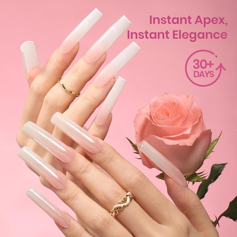 Beetles Tipex Instant Apex Nail Tips - XL Long Square, 160PCS | 16 Sizes 00–14, Easy DIY Nail Extensions