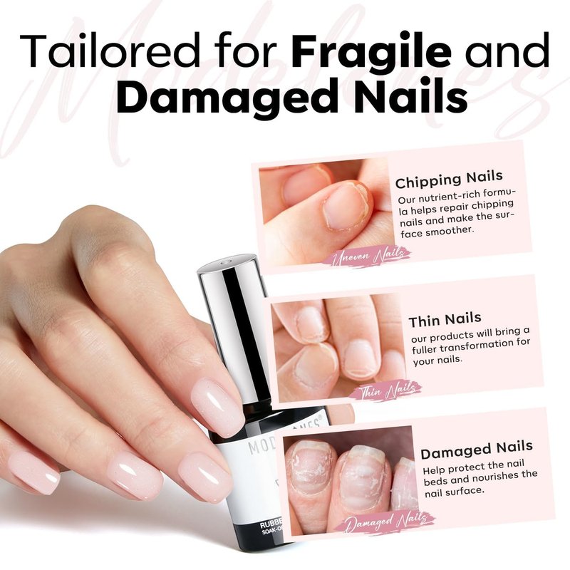 Builder Rubber Gel Base Coat for Nails - Nude Glitter Nail Polish for Strength & Apex Protection | Long-Lasting UV Manicure