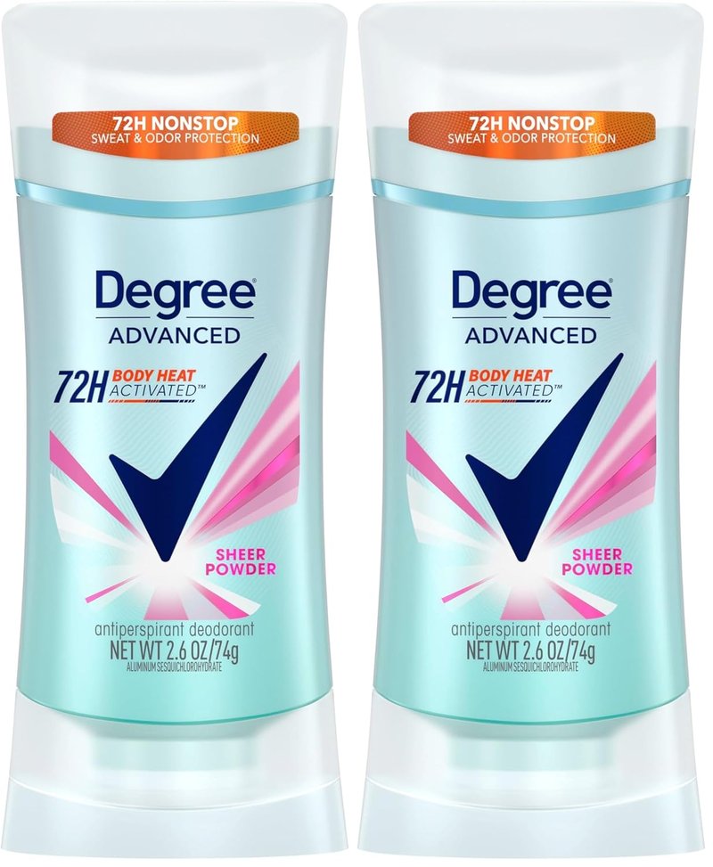 Degree Advanced Protection Antiperspirant Deodorant - Sheer Powder, 72-Hour Sweat & Odor Control, 2.6 oz (Pack of 2)