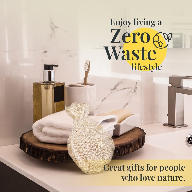 Natural Handwoven - Sisal Loofah Made from Premium Agave Fibers - Arabic - Turkish Style Shower Loofahs Sponge with Soap Pocket - Exfoliating Body Scrubber - Organic Luffa