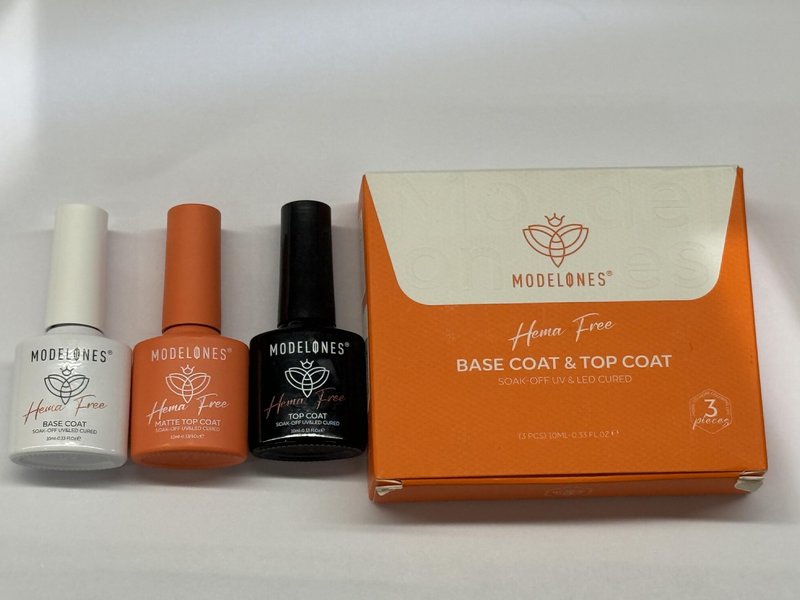 modelones Gel Base Top Coat Set with Matte Top Coat, 3 Pcs Hema Free Clear Glossy Velvet Base No Wipe Mattefor Summer Nail Polish Soak Off Lamp Art Home Salon Manicure