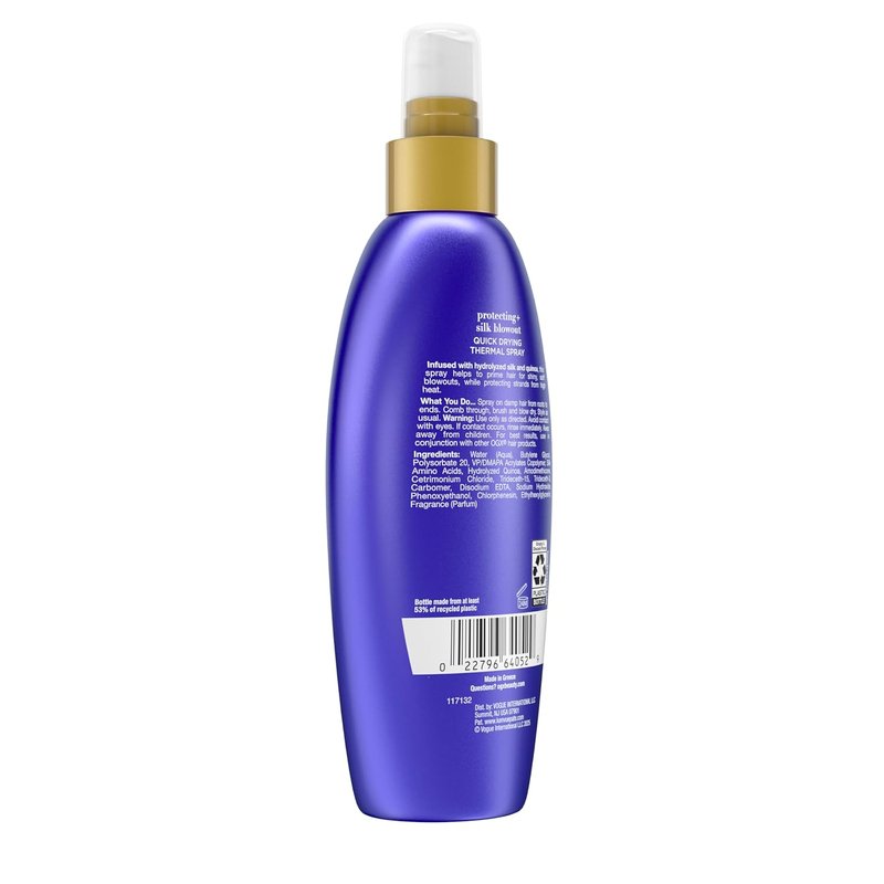 OGX Heat Protectant Spray - Quick Drying Thermal Protection for Soft, Shiny Hair | 6 fl. oz, Shields Up to 450°F