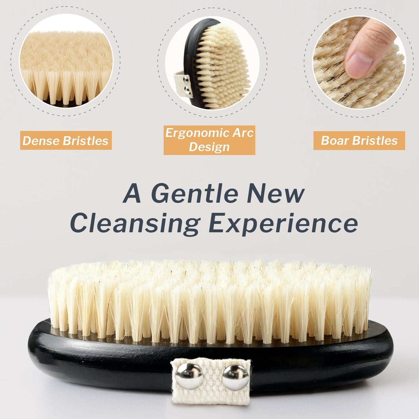 Dry Body Brush for Lymphatic Drainage – Soft Natural Bristles Exfoliator for Sensitive Skin, Cellulite & Circulation, Wooden Grip Bath Brush for Glowing Skin