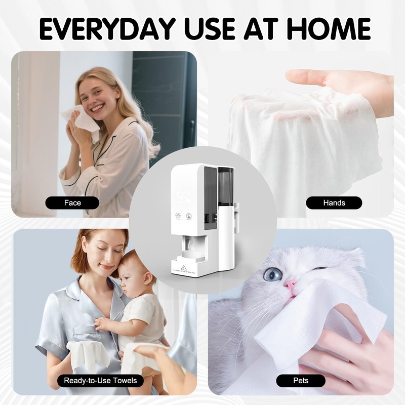 Hot Face Towel Dispenser, Hot Face Towel Heater Machine, 55°C Constant Temperature, Auto Heating & Dispensing, 80 Compressed Towels, Voice Alerts