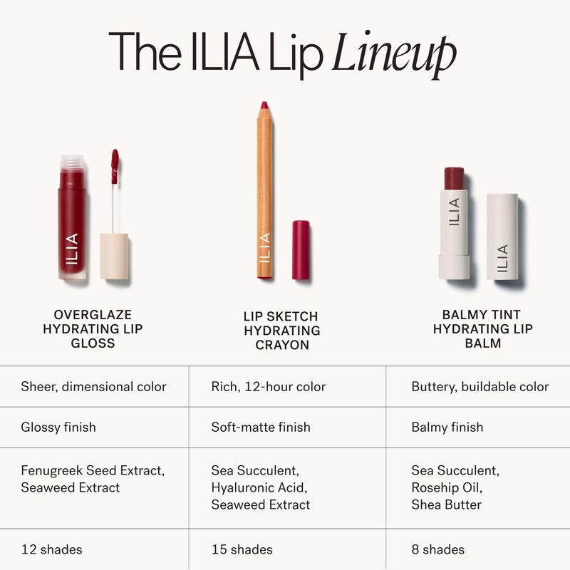 ILIA - Overglaze Hydrating Lip Gloss | Long-Wear, Non-Sticky, 24-Hour Hydration | Smooth + Plump | Vegan + Silicone-, Gluten-, Nanoparticles-Free (Clay)