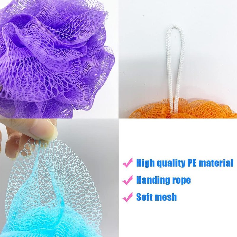 Skiennix Bath Loofah Set - 10 Colorful Exfoliating Sponges for Kids & Adults | Soft Mesh Design