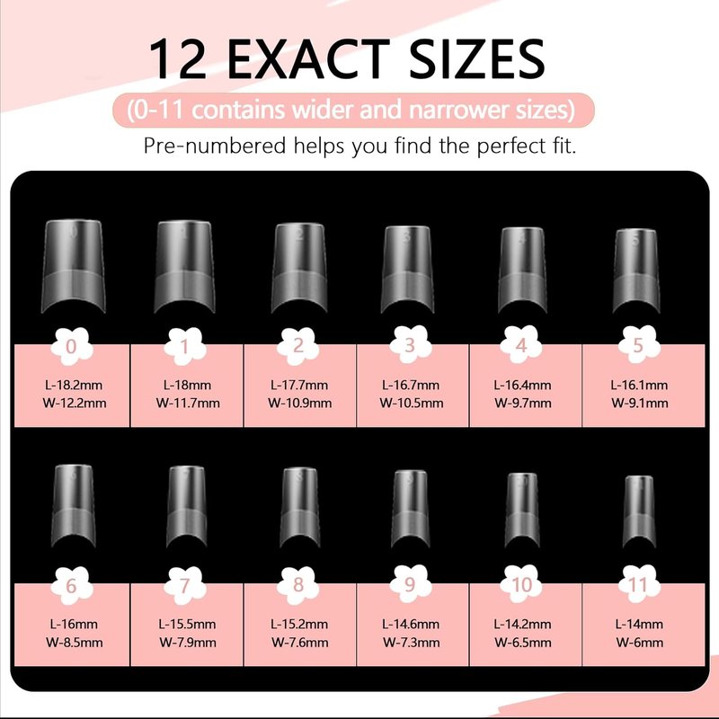 Medium Square Half Cover Nail Tips - 224pcs Full Matte No C Curve Gel Gelly Tips, with Position Line & 12 Sizes for Perfect Nail Extensions
