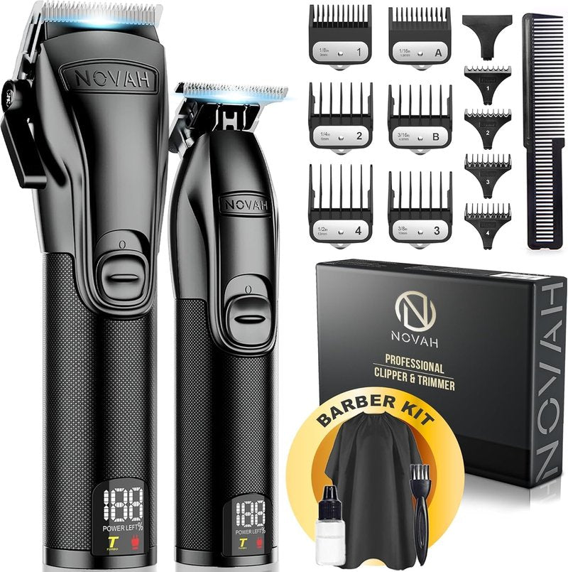 Novah® Professional Hair Clippers - Cordless Barber Clipper & Trimmer Set for Men's Haircuts | Fade Kit