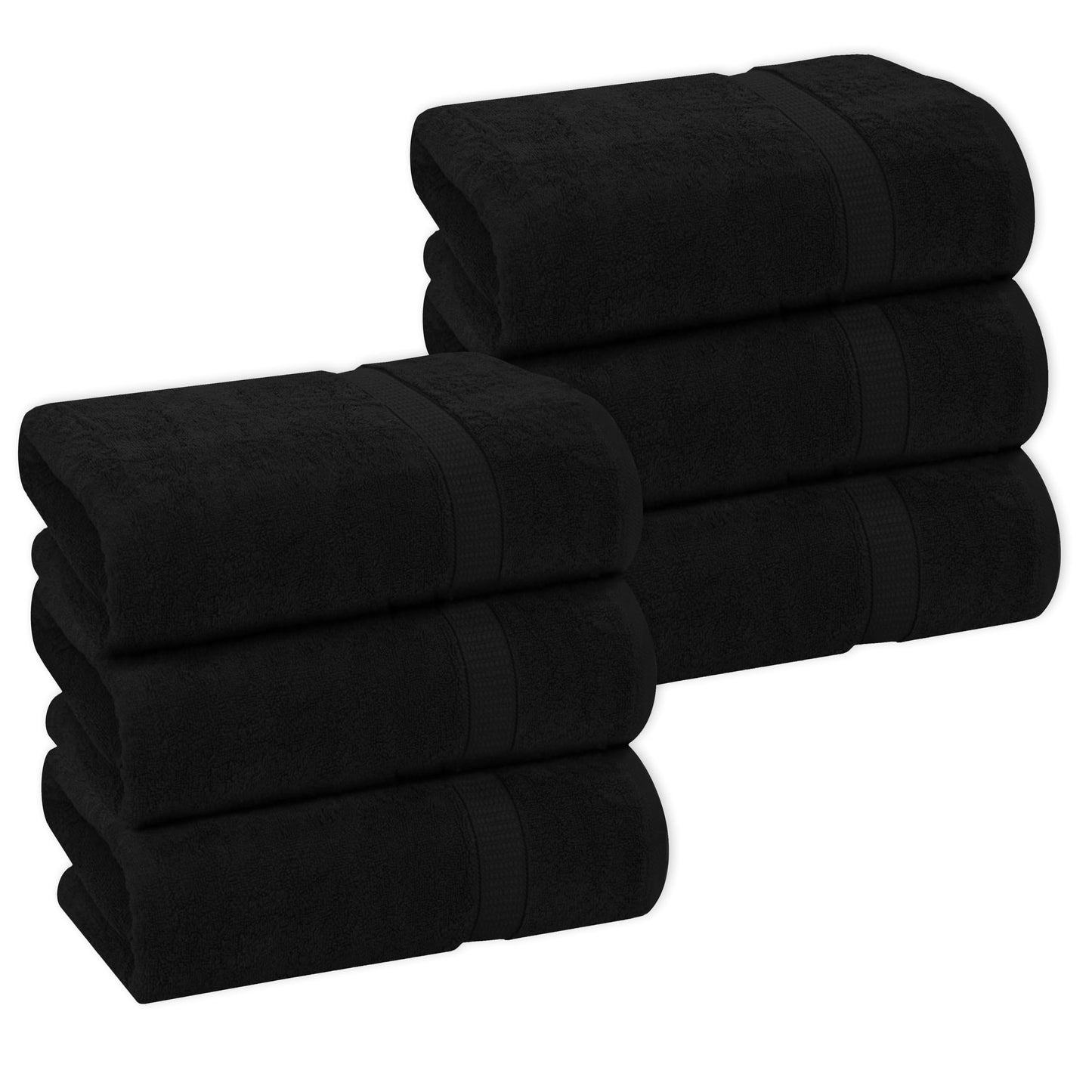 GOLD TEXTILES Premium Black 100% Cotton Bath Towels Set (6 Pack, 24 x 50 Inch) High Absorbency Multipurpose Quick Drying Pool Gym Hotel Spa Bath Towel (6, Black)