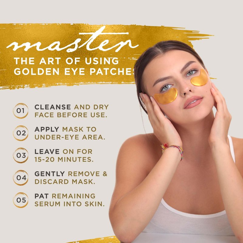 Dermoland Under Eye Patches For Women – 24K Gold Eye Masks, 15 Pairs | Hyaluronic Acid | Reduces Puffiness, Dark Circles & Wrinkles | Vegan & Hydrating