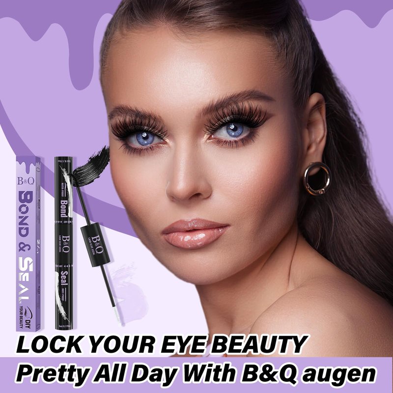 B&Qaugen Lash Bond and Seal Waterproof 10ML Eyelash Bond and Seal Lash Glue for Lash Clusters 72 Hours Black Lash Glue and Bond Super Strong Lash Extension Bond and Seal Long Lasting (NewST-HEI New)