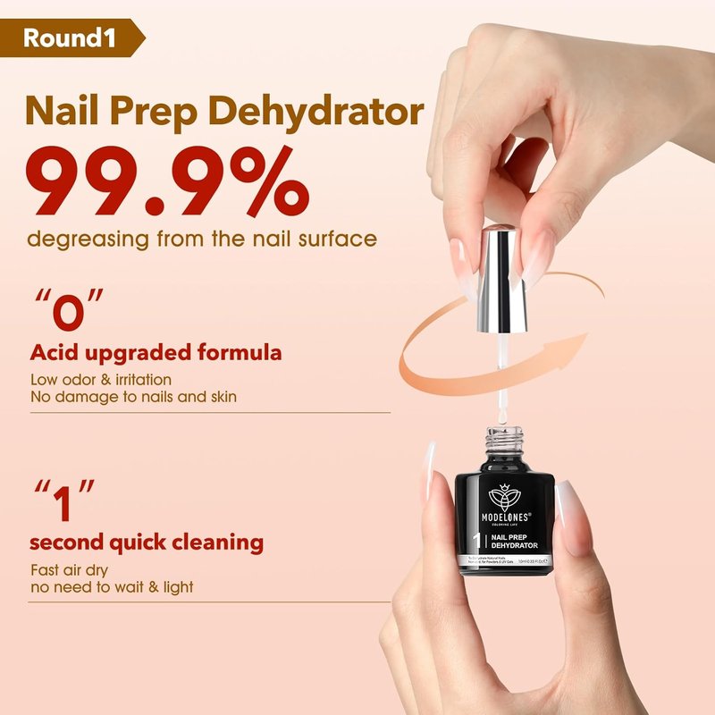 Fake Nail Tips - 510 Pcs Almond Shape Medium Clear | 15 Sizes with 9-in-1 Gel Nail Glue & Prep Dehydrator