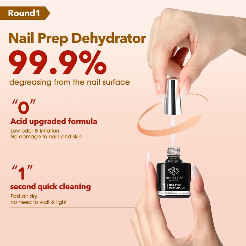 modelones 9 in One X Gel Nail Glue Prep Dehydrator for Nail Tips, Acrylic & False Press On Nails, Blooming Gel Adhesive Bond Base Coat Long Lasting Need U V DIY Home Salon Manicure Gift For Women