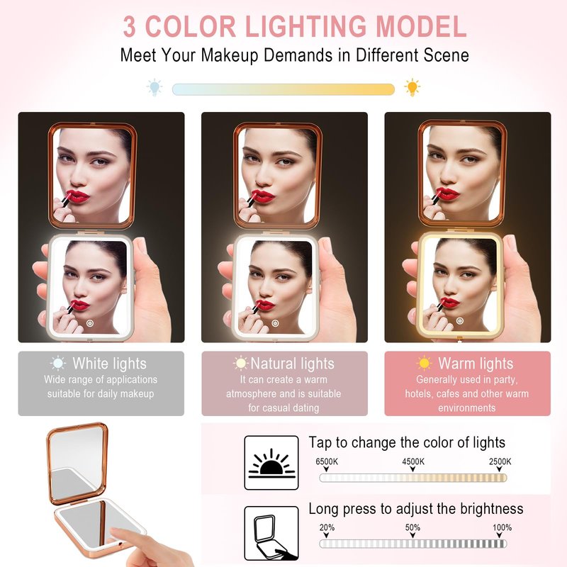 GLINTZ Daughter Gifts from Mom, Rose Gold Daughters Compact Mirror with Light, Birthday Gifts for Daughter from Mother, Graduation Wedding Anniversary Christmas
