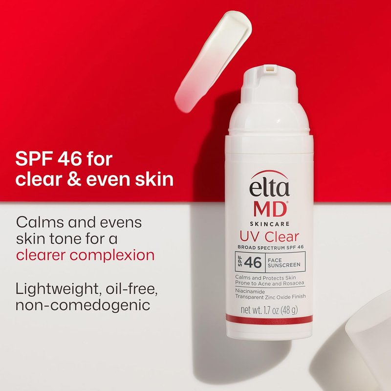 EltaMD UV Clear Face Sunscreen - Oil-Free SPF 46 with Zinc Oxide | Dermatologist Recommended, 1.7 oz