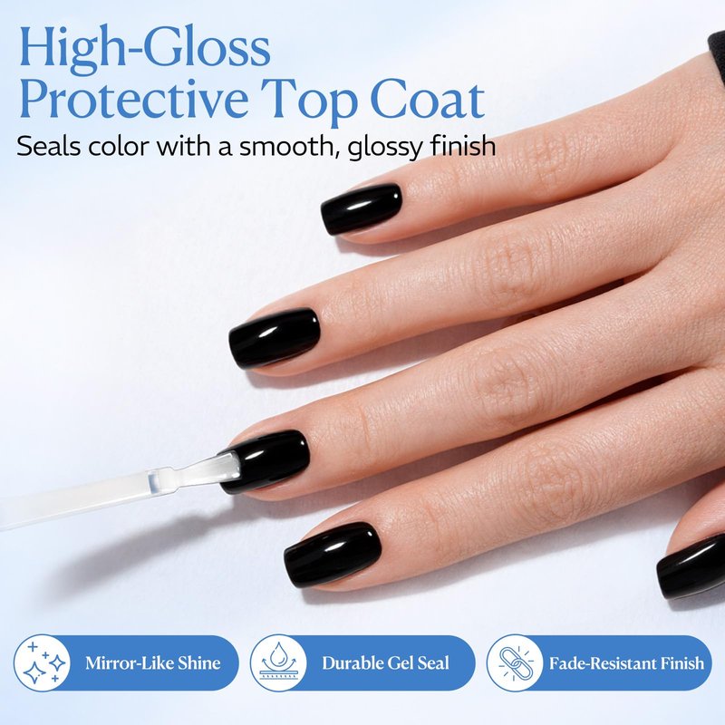 AZUREBEAUTY 18ml Gel Base and Top Coat Set – No Wipe High Gloss Soak Off UV/LED Nail Polish, Long-Lasting Clear Gel for Smooth Shiny Manicure