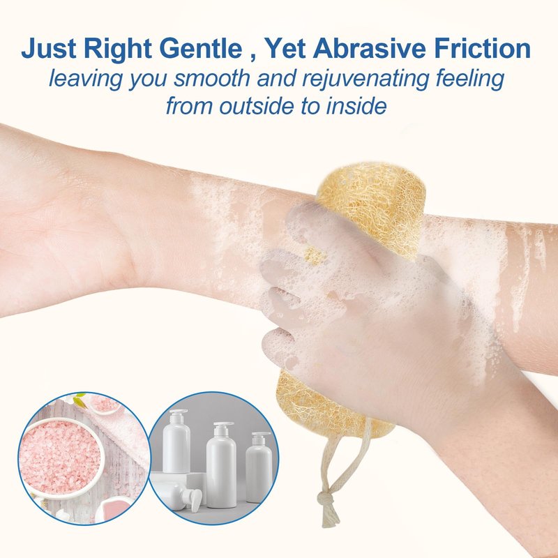 Natural Loofah Sponge (4 Packs), 6“ Natural Loofah Exfoliating Body Scrubber Egyptian Loofa Eco 100% All Natural luffa Cleaning for Men Women Deep Clean Skin