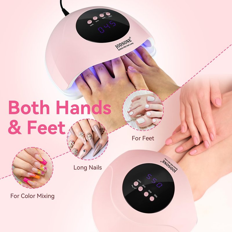 JODSONE U V LED Nail Lamp with Gloves Kit, Nail Dryer for Gel Nails Professional for Home and Salon