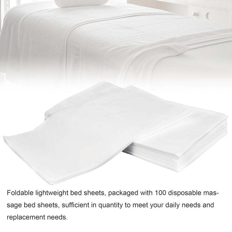 Disposable Non-Woven Massage Table Covers - 100 Pack 31" x 71" Waterproof Spa Sheets for Facial, Tattoo & Waxing