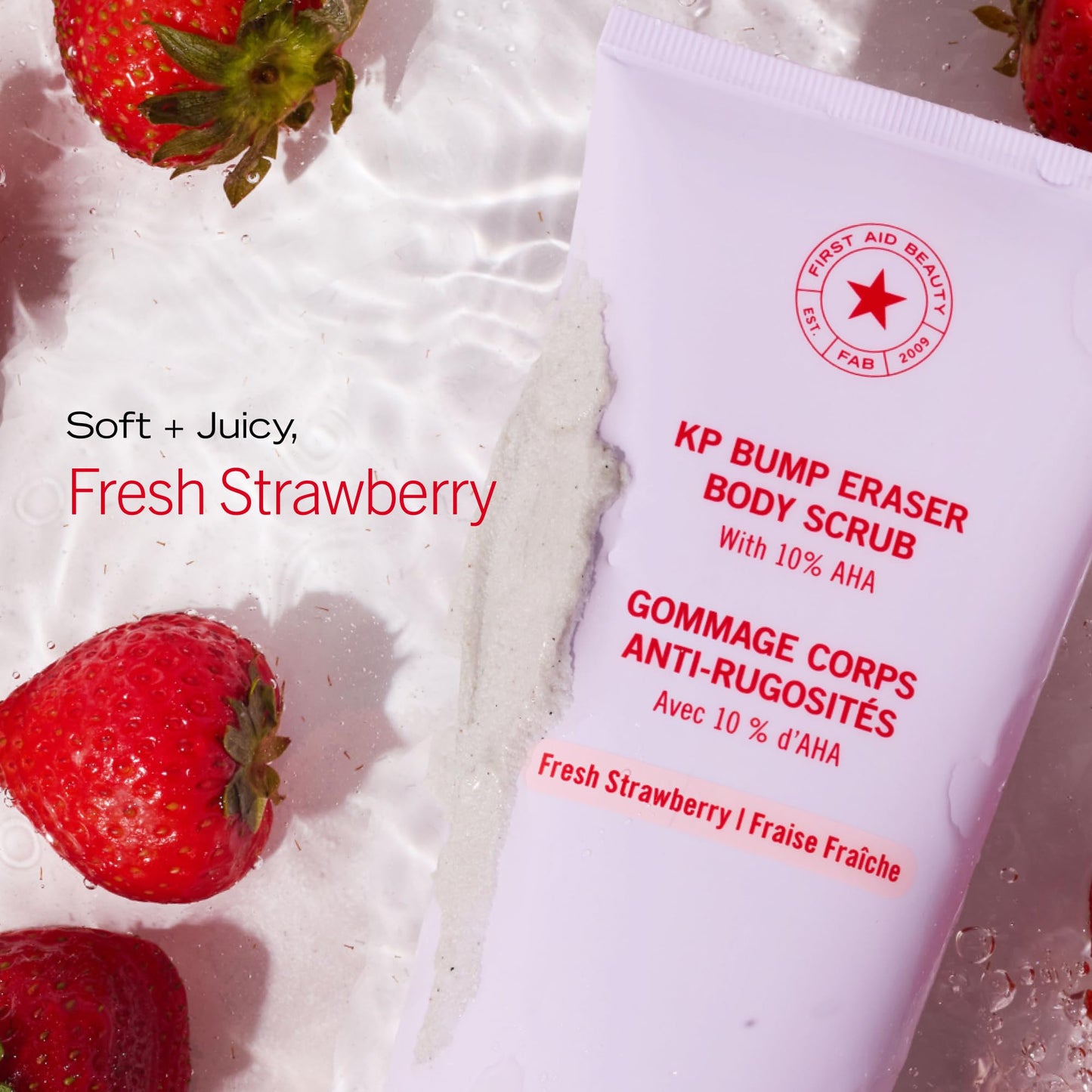 First Aid Beauty KP Bump Eraser Body Scrub Trio, 10% AHA Keratosis Pilaris Exfoliator Set – Original, Strawberry & Peach Scents, Travel Size 2 oz Each (3-Piece)