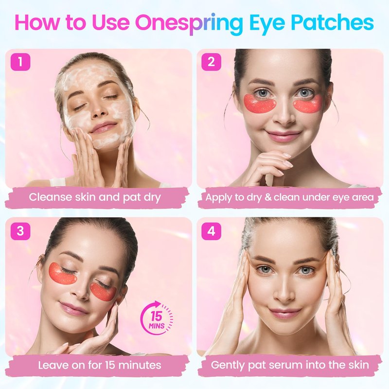 Onespring Under Eye Patches (24 Pairs) - Eye Masks for Wrinkles, Puffy Eyes, Dark Circles, Eye Bags, Under Eye Mask for Refreshing, Revitalizing, Gifts for Mom, Birthday Gift for Teenage Girls