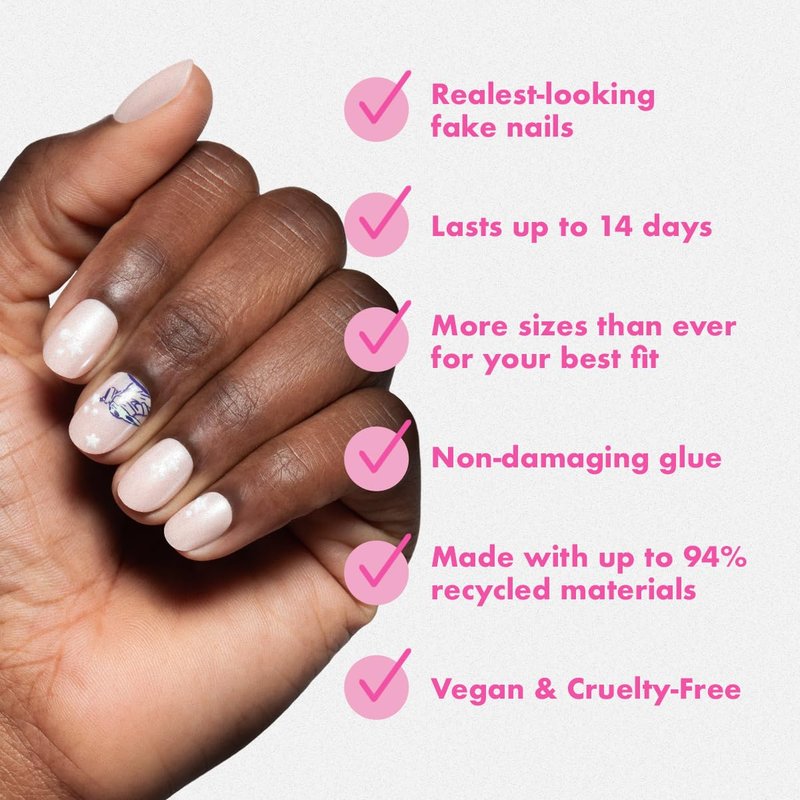 Olive & June Press-On Nails | Star Wars: The Mandalorian & Grogu | 42 Non-Toxic Nails in 21 Sizes | Extra Short Round Nom Nom Orange Chrome, Lasts Up to 14 Days