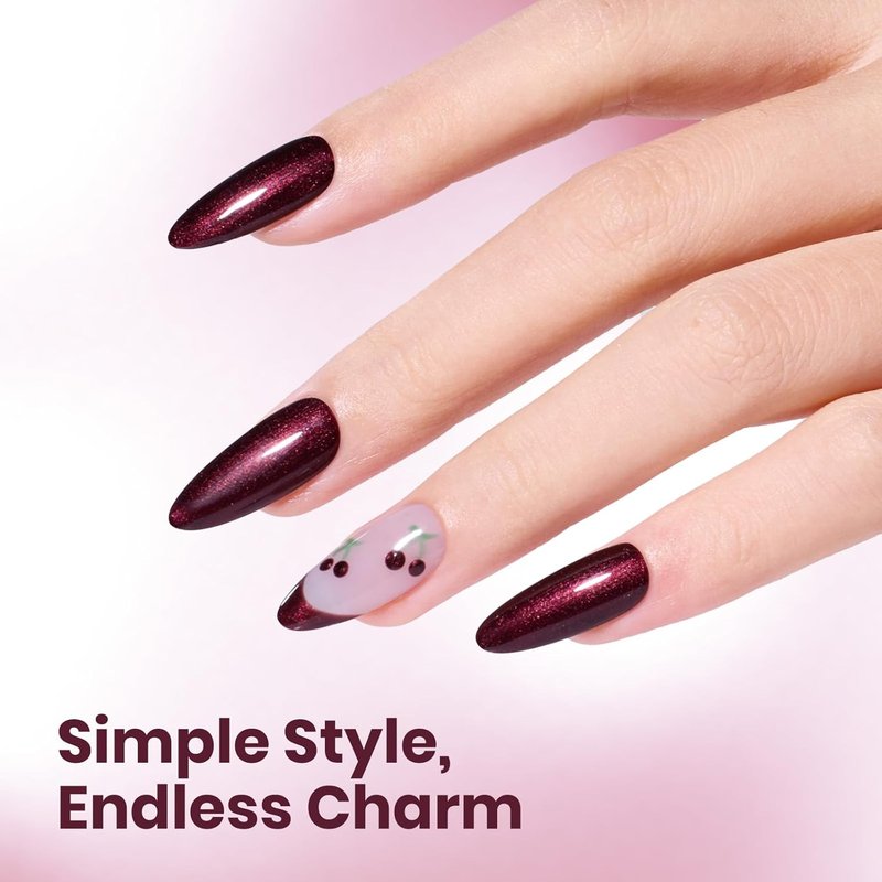 Beetles Burgundy Glitter Gel Polish - Cherry Mocha Red Wine Color, 15ML Soak Off UV LED for Nail Art