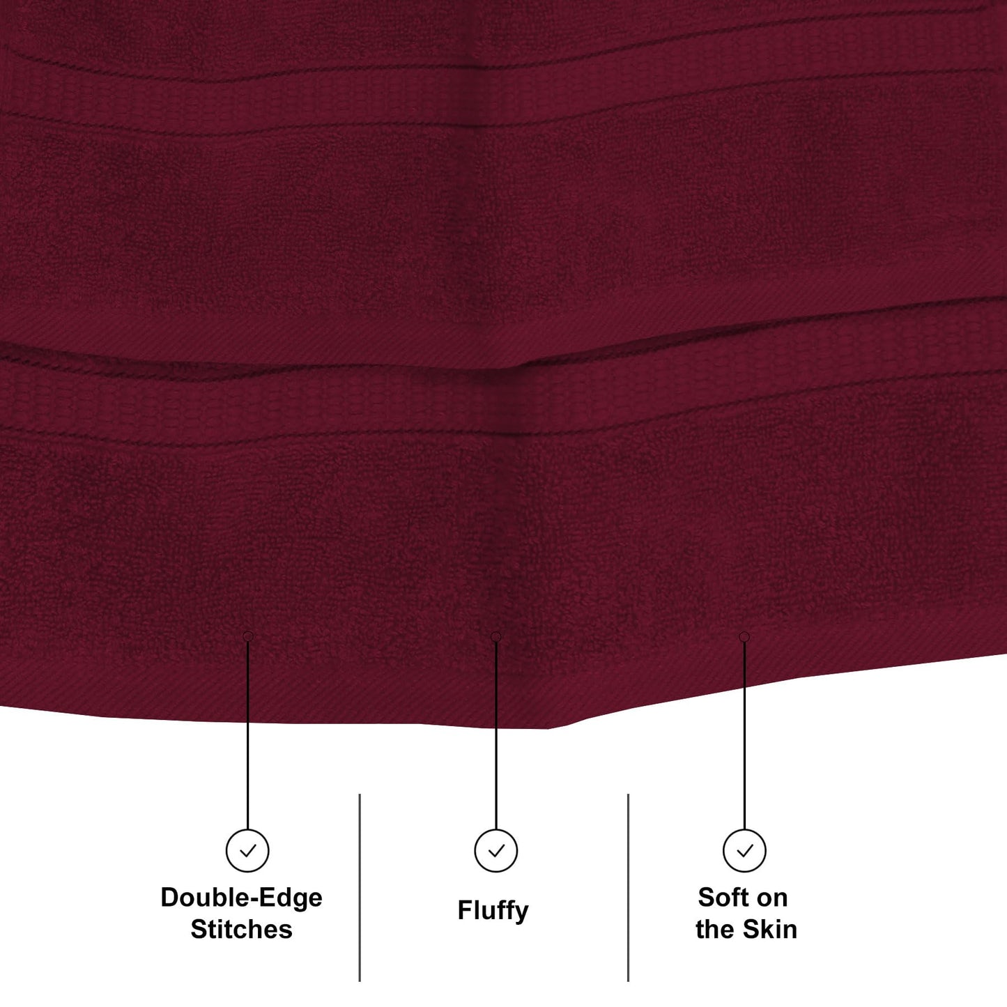 GOLD TEXTILES Premium Hand Towels for Bathroom -100% Ring Spun Cotton (Red Wine,4 Pack, 16x30 Inches) Luxury Soft Absorbent & Quick Dry, Bathroom Hand Towel Perfect for Hotel, Salon, Gym & Spa