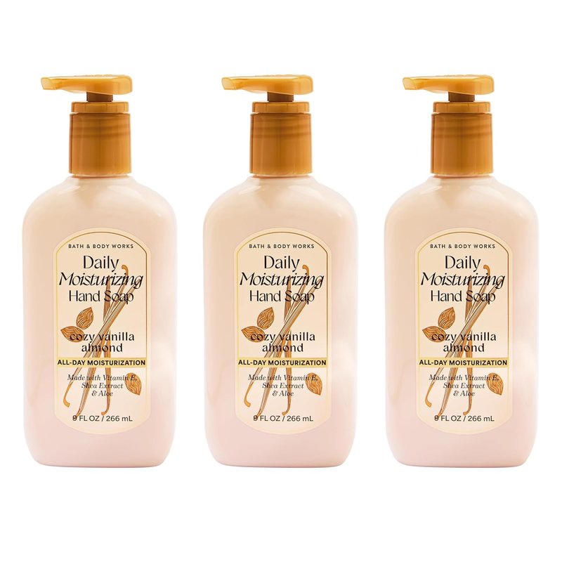 Bath & Body Works Cozy Vanilla Almond Hand Soap - Nourishing Creamy Formula with Shea & Aloe - 3-Pack