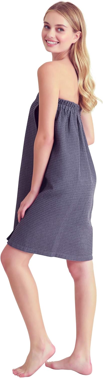 Skiennix Women's Bath Wrap - Comfortable Waffle Weaved Spa Wrap - Adjustable & Quick Dry - Soft & Lightweight