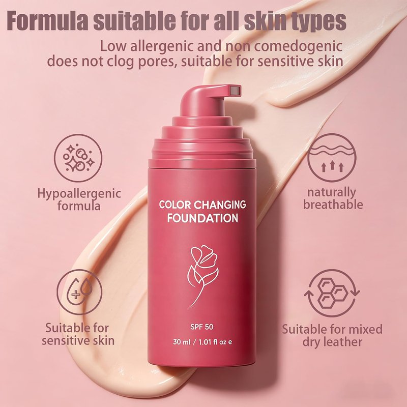 Skiennix Korean Color Changing Foundation - Smart Adaptive Pigment for All Skin Tones | Hydrating & Long-Lasting