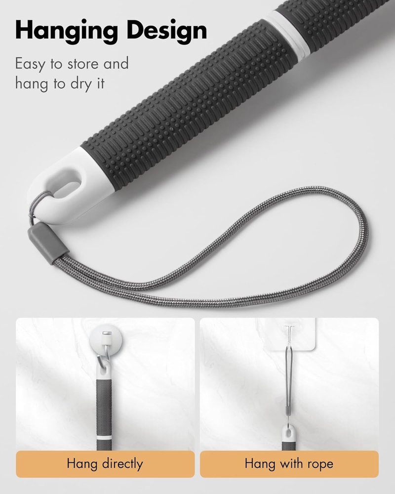 Back Scrubber - Anti-Slip Long Handle Bath Brush for Exfoliation | 18.1'' Charcoal Gray, Stiff & Soft Bristles