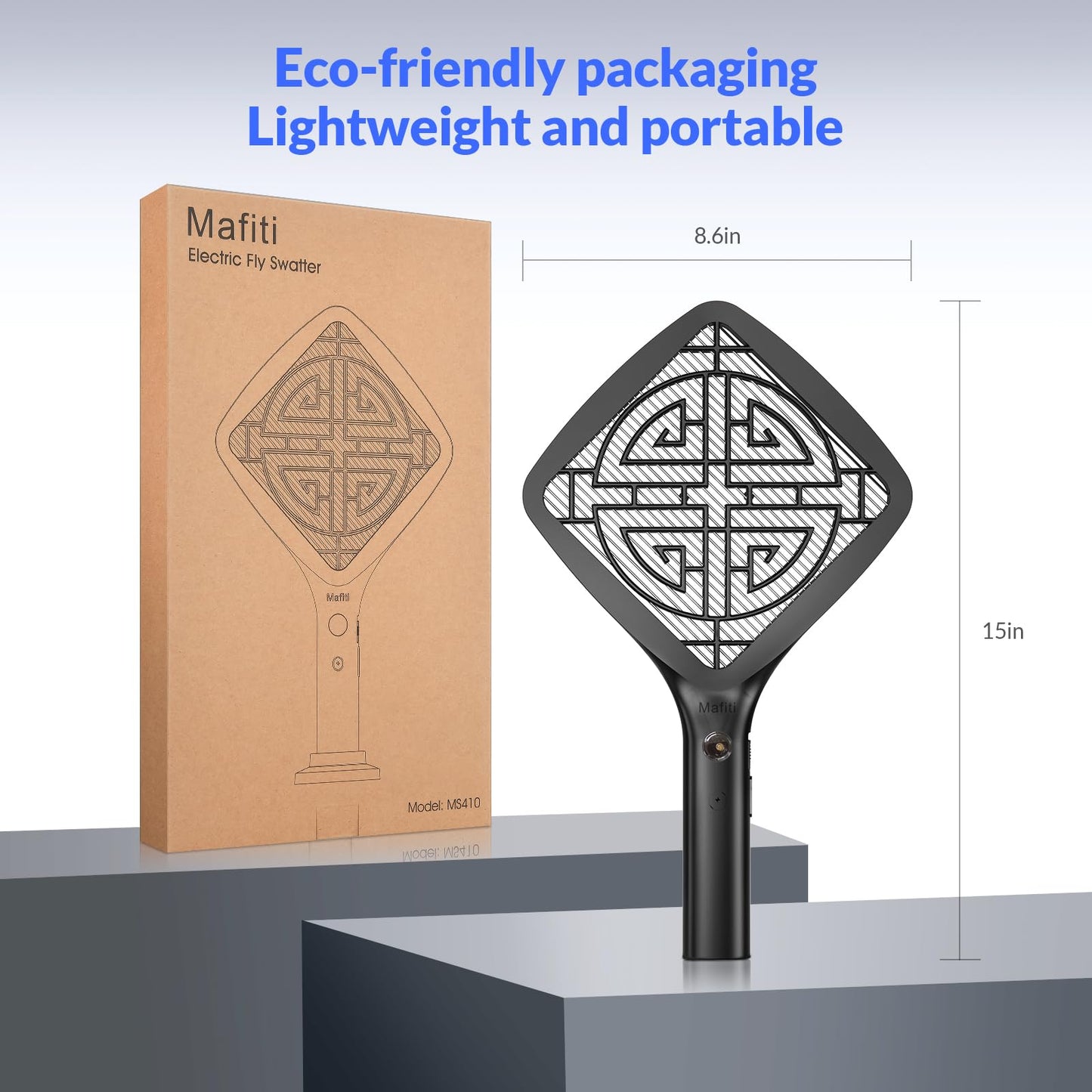 Mafiti Bug Zapper 3000V Mini Electric Fly Swatter with LED Light,Bug Zapper Indoor with Safety Grid for Home,Kitchen&Outdoor Camping-AA Battery Powered (not incl.)