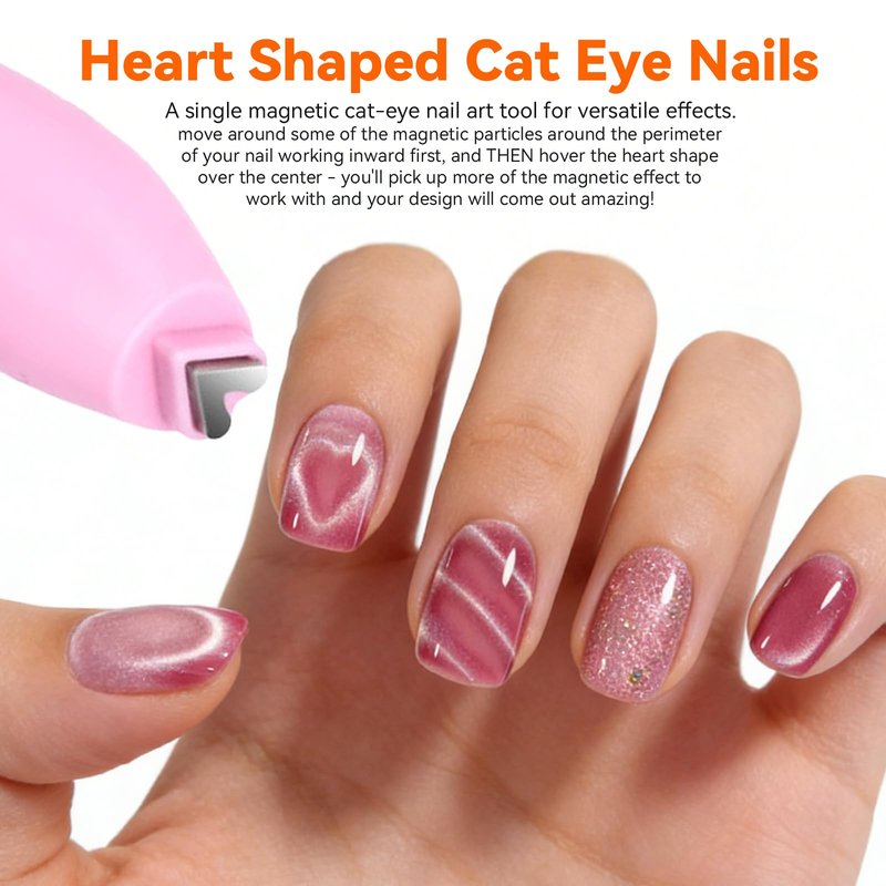 ESUOHYM Cat Eye Magnetic for Nails,Cat Eye Gel Nail Polish Magnet Tool Set Heart Flower French Liner Effect Nail Magnet for Nail Design,Multifunctional Magnetic Nail Tools for Nail Art Home Salon