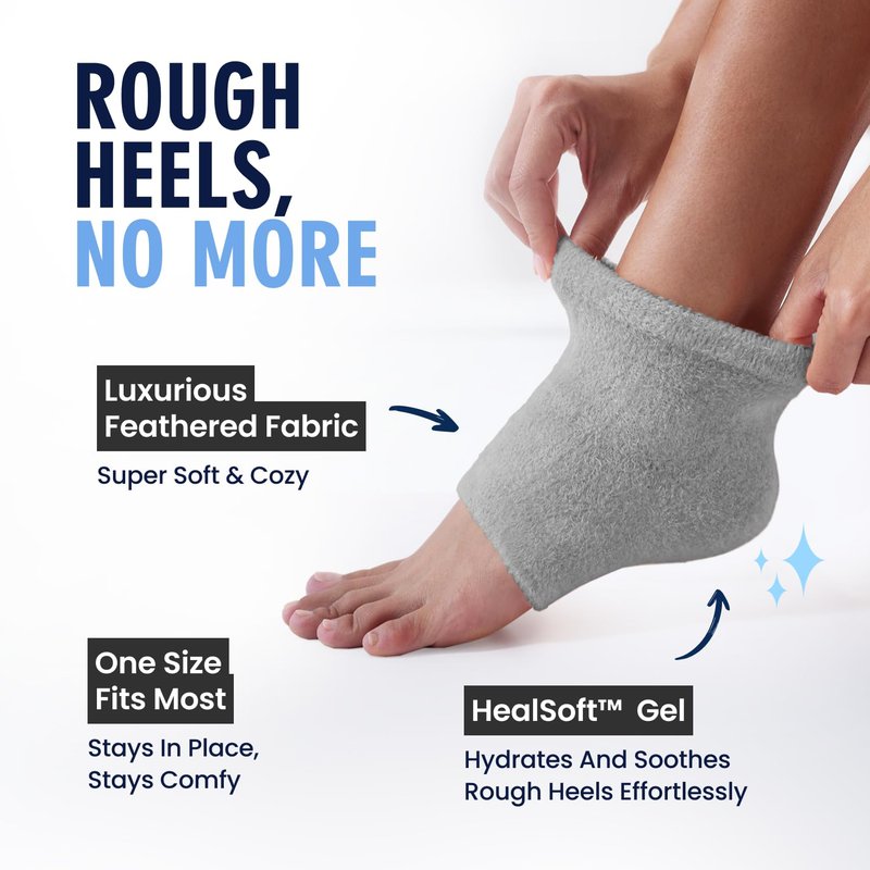 Dr. Frederick’s Original Moisturizing Fuzzy Heel Socks - Cozy Gel-Lined Socks for Dry Cracked Heels - 2 Pairs - Overnight Foot Care with Olive Oil, Vitamin E - Gifts for Women & Men - Mellow Moon