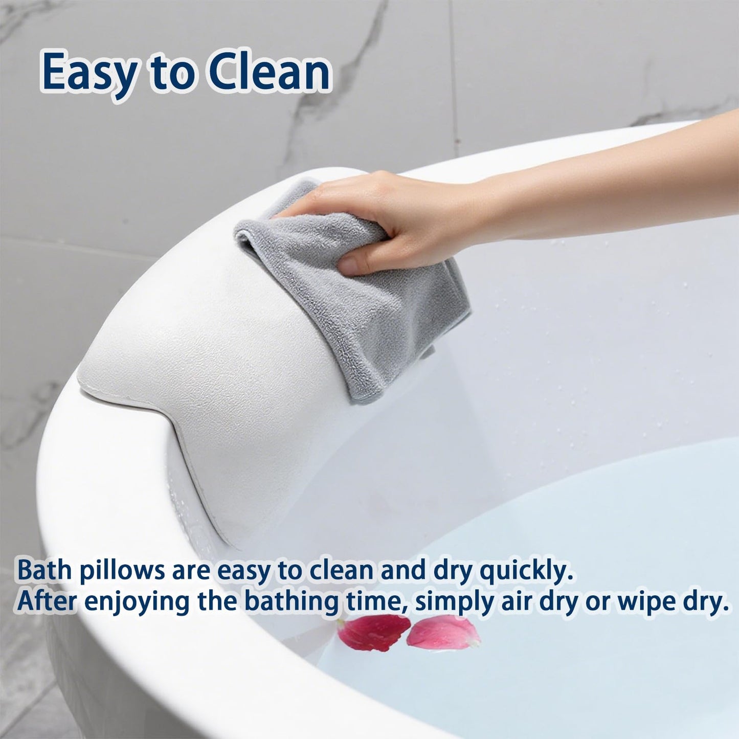 Guluto Bath Pillow Bathtub Pillow, Bath Pillows for Tub Head and Neck Support, Waterproof Bath Tub Pillows with Strong Non-Slip Suction Cups, Relaxing Bath Accessories for Soaking, Spa White