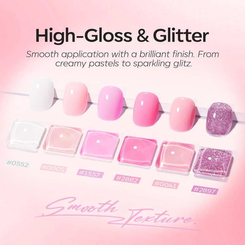 modelones Pink Gel Nail Polish Set, Hema-Free 6 Colors 2026 Summer Milk White Pastel Light Pink Baby Tones Neon Hot Pink Glitter Gel Polish Kit LED Nail Art Gift Salon DIY Kit Nail Lovers Gift